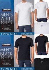 Kirkland Signature Men’s 6-pack Black White 100% Cotton Crew Neck T-shirt