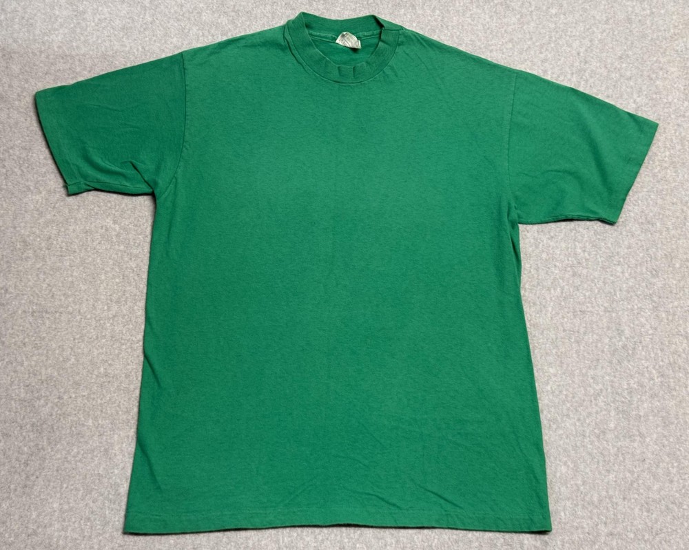 Vintage Hanes Shirt Mens XL Green Beefy-T Heavyweight Cotton Crewneck Blank Tee