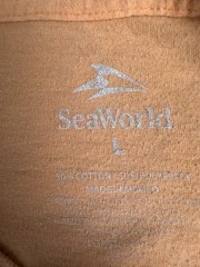 Sea World Shirt Mens Large Orange Blue Floral Monstera Print Short Sleeve Casual