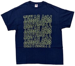 Texas A&M University Neon Yellow Logo T-shirt Size XL Navy Blue NCAA Excellent
