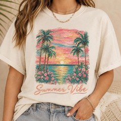Summer Vibe Comfort Tee Relaxed Fit Soft Feel Beach Vacation Casual