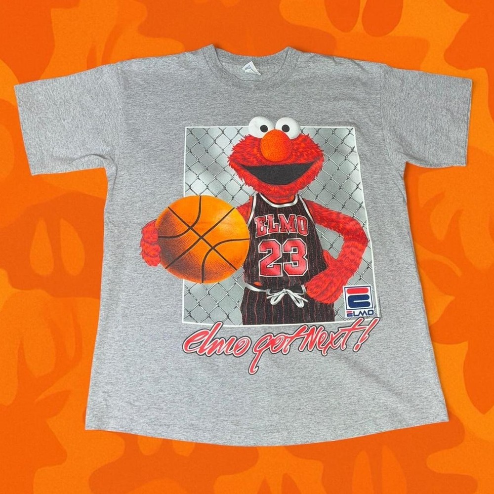 Vintage 90s Elmo Sesame Street Basketball Shirt XL Tee Jays Made in USA Jordan