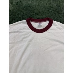Vintage Soffe Shirts Ringer T-Shirt Adult Large White Maroon Crew Neck U.S.A