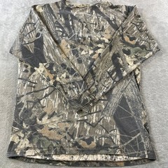 Vintage Mossy Oak Camo Henley Shirt Mens 2XL Long Sleeve Outdoor USA 90s