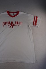 Augusta Sportswear T Shirt Unisex Large White Red Gym Rat Graphic V Neck Casual