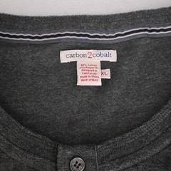 Carbon 2 Cobalt Men Green Gray Heather Long Sleeve Henley Shirt Cotton Blend XL