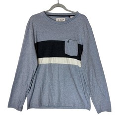 Original Penguin Shirt Mens Large Blue Colorblock Long Sleeve Pocket Logo Tee