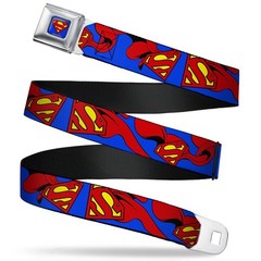 Seatbelt Belt – Superman Shield w/Cape – 1.0″ Wide – 20-36 Inches in Length