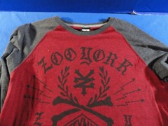 NEW DISCONTINUED ZOO YORK RED AND GRAY LONG SLEEVE GRAPHIC SHIRT MENS MEDIUM
