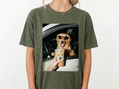 Custom Pet Photo Iced Coffee Shirt Personalized Dog Mom Tee Gift