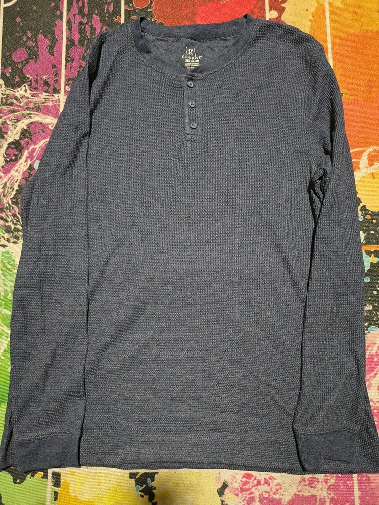 George Brand Men’s Relaxed Fit Thermal Henley Long Sleeve Size XLT