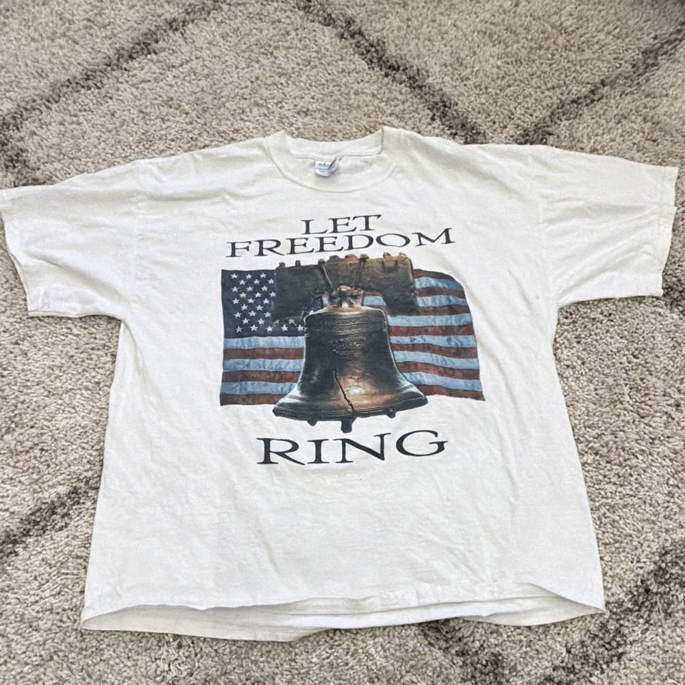 Vintage M&O Knits Heavyweight Preshrunk XL White Crewneck “Let Freedom Ring”