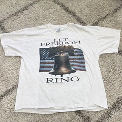 Vintage M&O Knits Heavyweight Preshrunk XL White Crewneck “Let Freedom Ring”