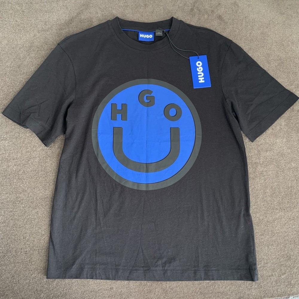 Hugo Boss T-Shirt Men’s Small Nimper Crewneck Graphic Print Logo Black/Blue