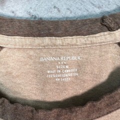 Banana Republic Mens Medium Beige & Brown Raglan Long Sleeve T-Shirt