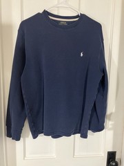 Polo Ralph Lauren Waffle Knit Thermal Long Sleeve Shirt Mens Large Navy Casual