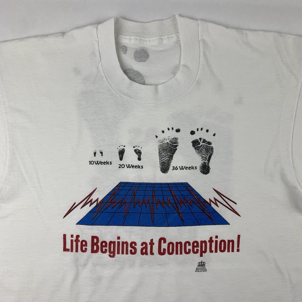 VTG 90s Life Beings At Conception Pro-Choice T-Shirt Adult Medium Child Abortion