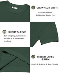 Coofandy T Shirt Crew Neck, Regular Fit, Short Sleeve, Solid, Ribbed Cuffs Solid