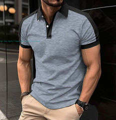 Summer Men’s Casual Shirts Short Sleeve Classic Button T-Shirt Fashion Golf Tops