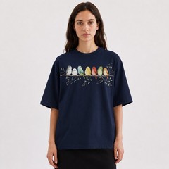 Cute Colorful Birds Branch T-Shirt Adorable Bird Family Tee
