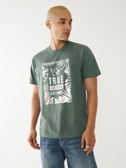 True Religion Men’s Metallic Foil Leaves Logo Graphic Tee T-Shirt | Size M
