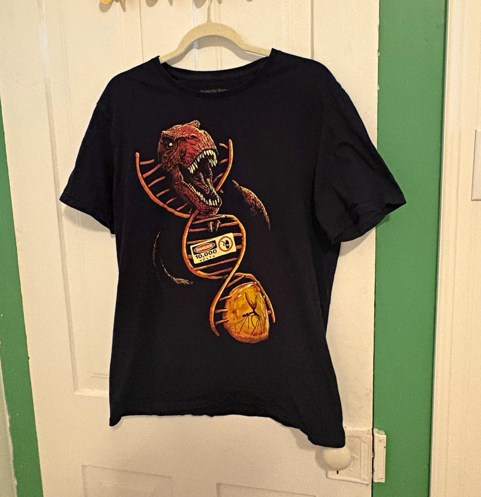 Loot Crate Jurassic Park T-Rex DNA Black Graphic Print Crew Neck Tee Men’s L