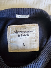 Abercrombie Long Sleeve Crew Shirt Mens Large Blue Muscle Moose Y2K Vintage
