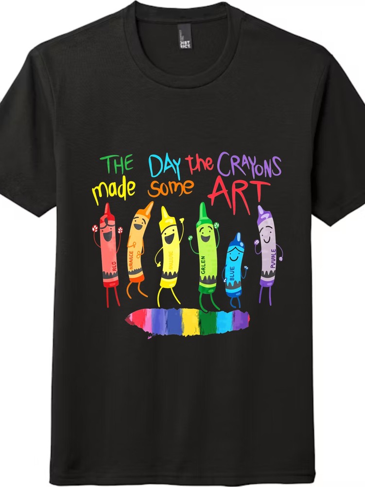 Rainbow Cartoon Crayons Art Teacher Unisex Back To School Summer T Shirt