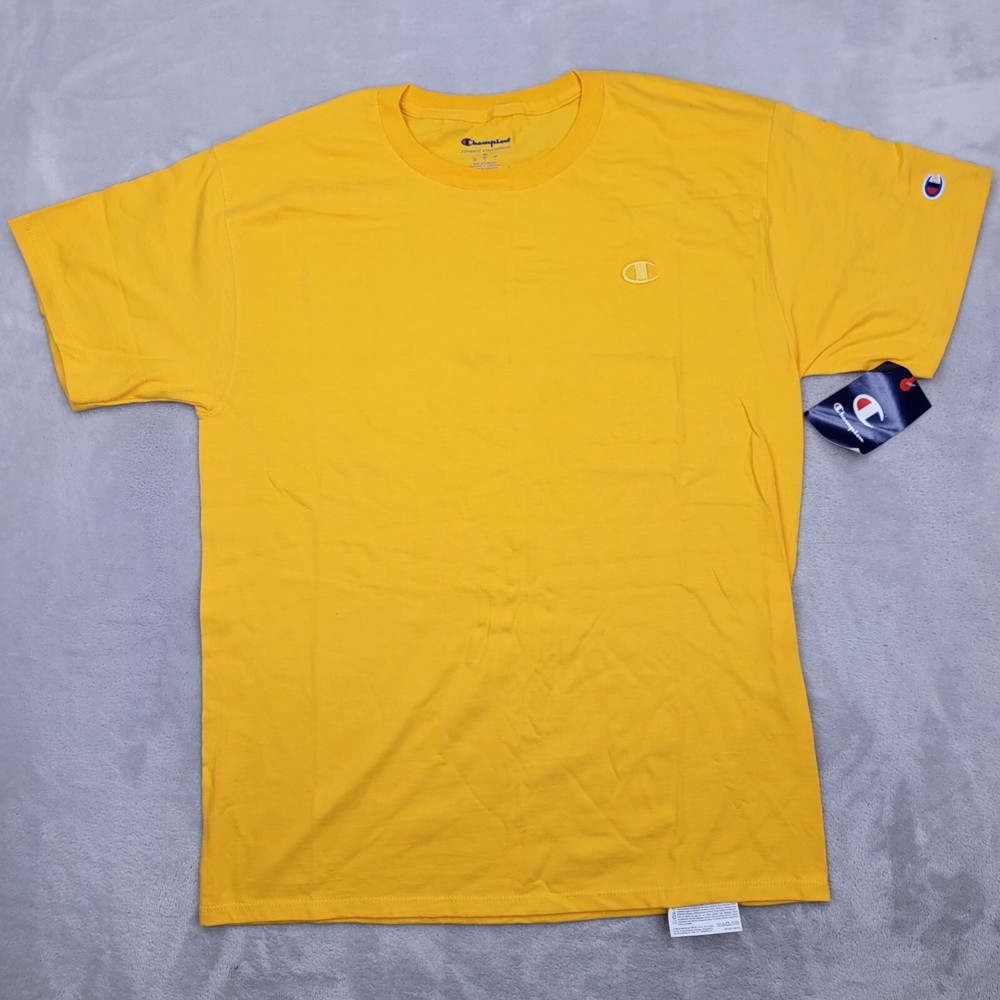 Champion Shirt Mens Medium Basic Team Jersey SS Crewneck Yellow Adult NEW