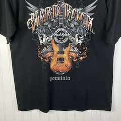 Hard Rock Cafe Honolulu Hawaiian Guitar Graphic T-Shirt Mens XL Black