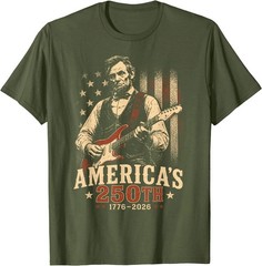 Abraham Lincoln America’s 250th Anniversary Guitar Patriotic T-Shirt 1776-2026