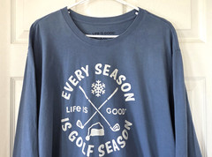 LIFE IS GOOD Men’s Blue Crusher T-Shirt Every Season Is Golf Season Size XXL