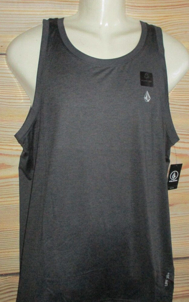 MENS VOLCOM STONE DRY CHARCOAL PERFORMANCE ACTIVE UPF 50+ TANK TOP T-SHIRT M