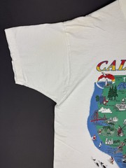Vintage 90’s California Republic USA Map Art Logo Nature Drawing Color XL White
