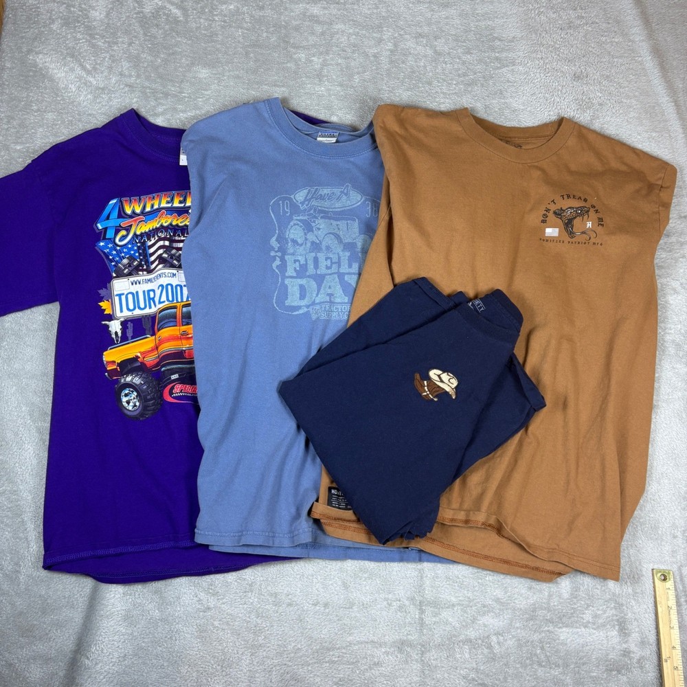 Mens Large Shirts Lot 4pc Bundle Graphic Tee 4 Wheel Jamboree Don’t Tread On Me