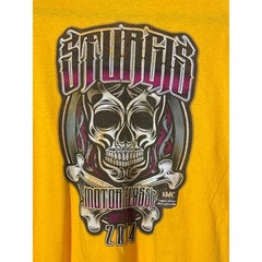 Gildan Sturgis Motor Classic 2014 T-Shirt Mens 2XL Yellow Skull Graphic Rally