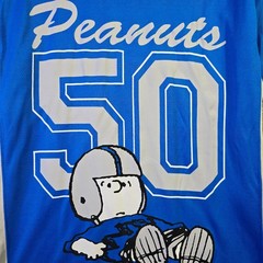 Snoopy Peanuts Football NFL Jersey Shirt Mens Medium Blue Charlie Brown 50 NWT