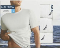 3 GENUINE NAUTICA MENS COTTON WHITE CREW-NECK S M L XL XXL T-SHIRTS UNDERSHIRTS
