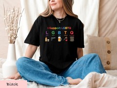 Funny LGBTQ Pride Shirt Liquor Guns Beer Tattoos Graphic Tee
