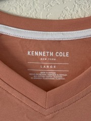 Kenneth Cole Large Knit V-Neck T-Shirt Peach Bloom Soft $49