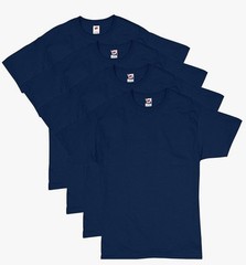 Hanes Men’s ComfortSoft 100% Cotton Lay Flat Collar T-Shirt, Navy 3XL – 4 Pack