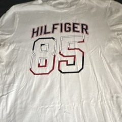 Tommy Hilfiger Men’s White Hilfiger 85 Logo Graphic Crew Neck T-Shirt L