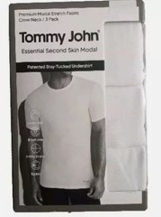 3 PACK TOMMY JOHN WHITE BLACK SECOND SKIN MODAL CREW NECK STAY TUCKED UNDERSHIRT
