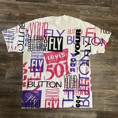 Vintage Hanes Levi’s 501 Button Your Fly Shirt Mens XL All Over 90s Graphic Tee