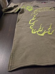 Gunzinii Olive/Neon Green Embroidered Lightning Logo OS Tee HW Size Large