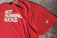 XL Nike Tee Not Running Sucks Graphic Gray Men’s Athletic T-Shirt Red Workout