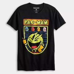 Pac-Man Mens Pac-Man & Ghosts Classic Retro Arcade Game Black Shirt New S-XL