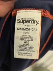 Mens 2XL XXL Superdry Navy Blue T Shirt. Yellow Chest Logo. Great Clean Cond