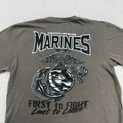 United States Marines Shirt Mens Large L Gray First To Fight Military