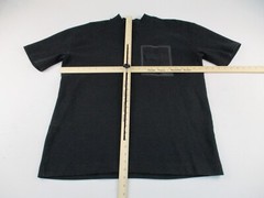 Zara Shirt Mens XL Black Solid Short Sleeve Mock Neck Hipster Cotton *